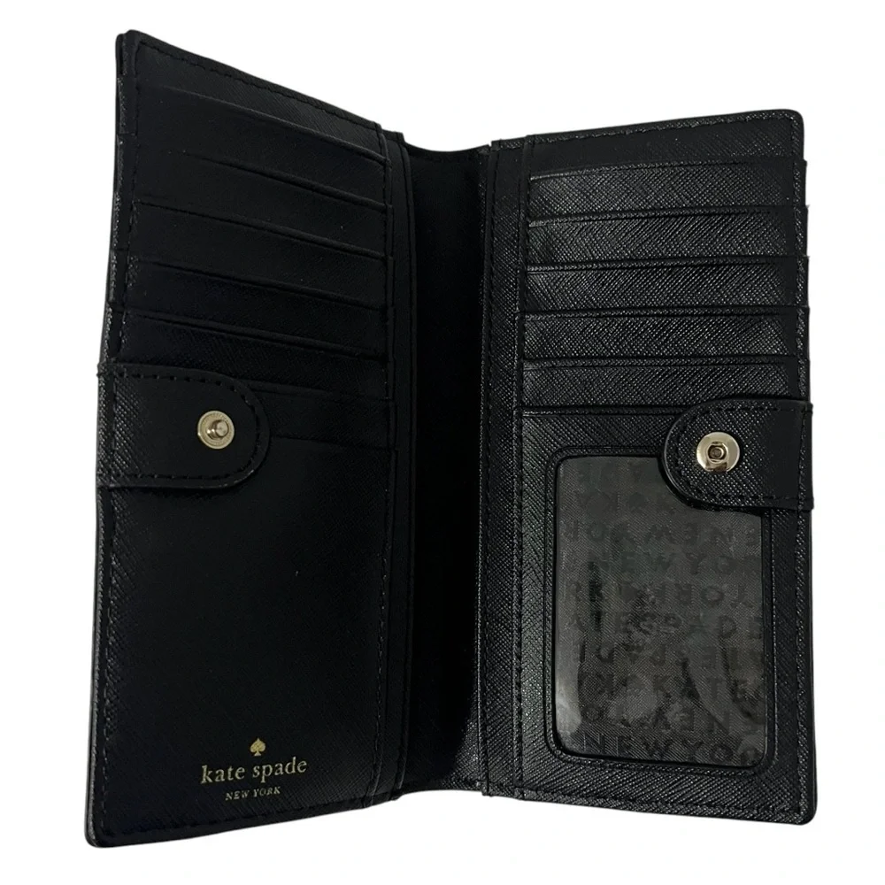 Kate Spade Laurel Way Stacy Wallet Black Jeweled Zip Around Leather
